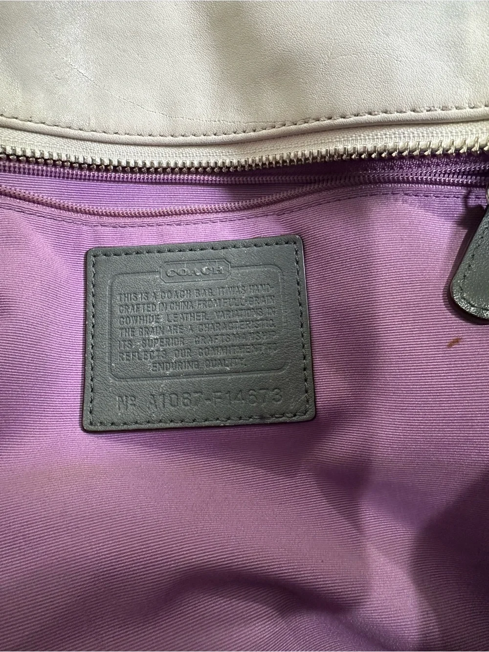 Coach Y2K Off-White/Ivory & Gray Soho Large Pleated Gallery Tote Bag